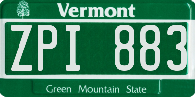 VT license plate ZPI883