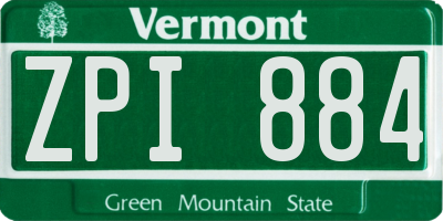 VT license plate ZPI884