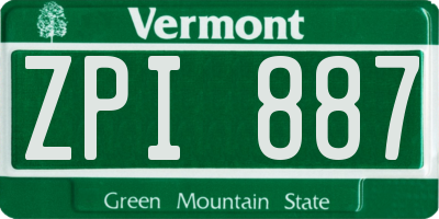 VT license plate ZPI887