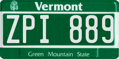 VT license plate ZPI889