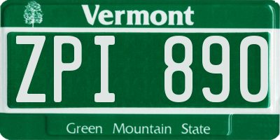 VT license plate ZPI890