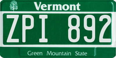 VT license plate ZPI892