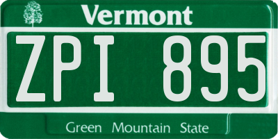 VT license plate ZPI895