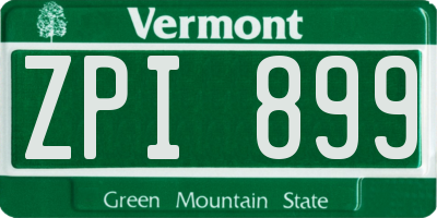 VT license plate ZPI899