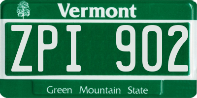 VT license plate ZPI902