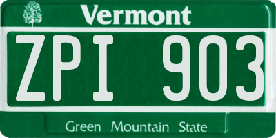 VT license plate ZPI903
