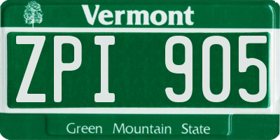 VT license plate ZPI905