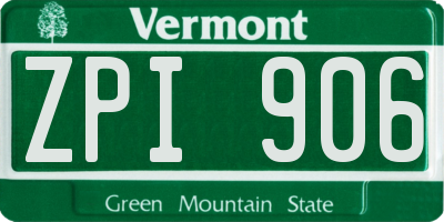 VT license plate ZPI906