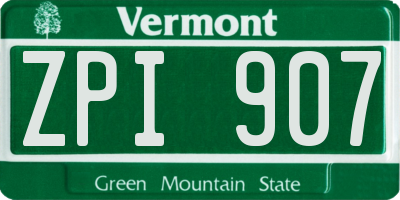 VT license plate ZPI907