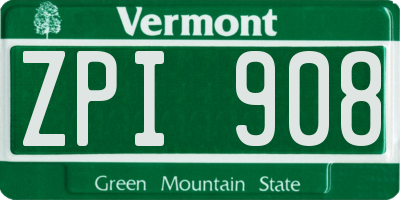 VT license plate ZPI908