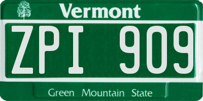VT license plate ZPI909