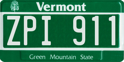 VT license plate ZPI911