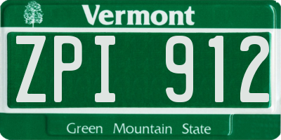 VT license plate ZPI912