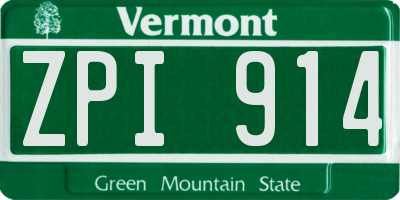 VT license plate ZPI914