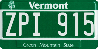 VT license plate ZPI915