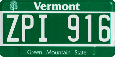VT license plate ZPI916