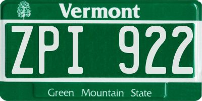VT license plate ZPI922