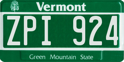 VT license plate ZPI924