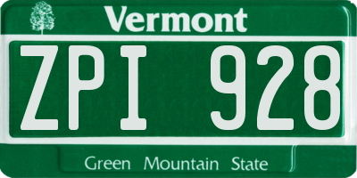 VT license plate ZPI928