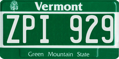 VT license plate ZPI929