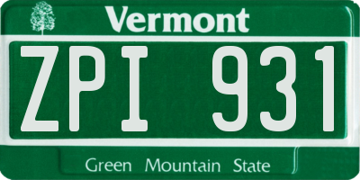 VT license plate ZPI931