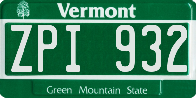 VT license plate ZPI932