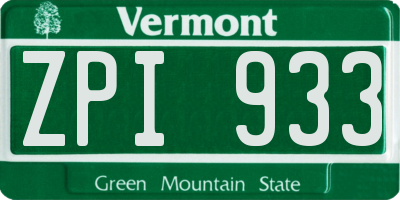 VT license plate ZPI933