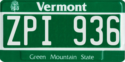 VT license plate ZPI936
