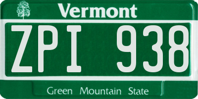 VT license plate ZPI938