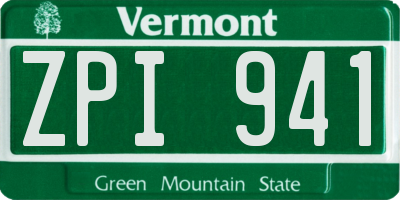 VT license plate ZPI941