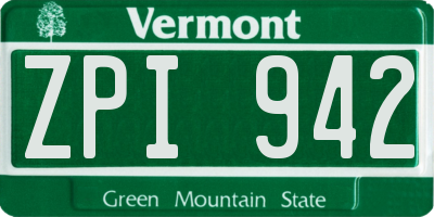 VT license plate ZPI942