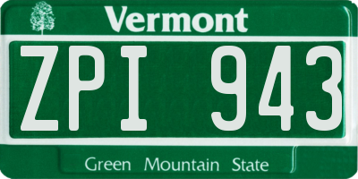 VT license plate ZPI943