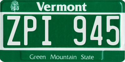 VT license plate ZPI945
