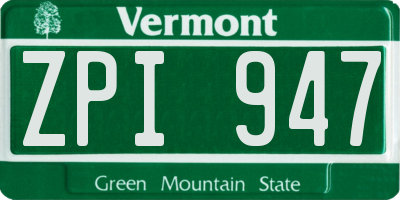 VT license plate ZPI947