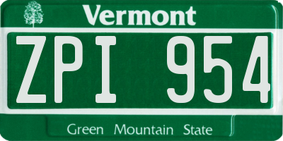 VT license plate ZPI954