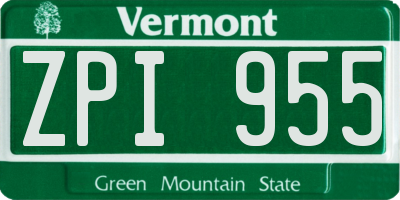 VT license plate ZPI955