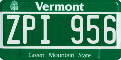 VT license plate ZPI956