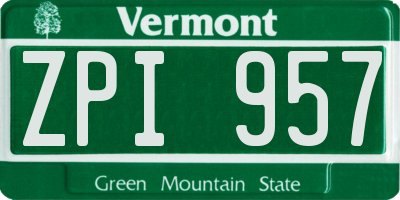 VT license plate ZPI957