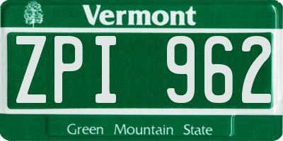 VT license plate ZPI962