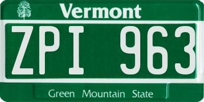 VT license plate ZPI963