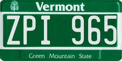 VT license plate ZPI965