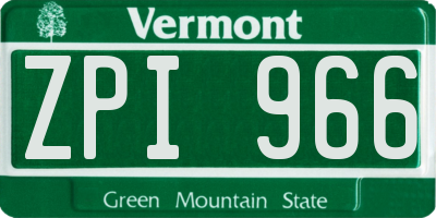 VT license plate ZPI966