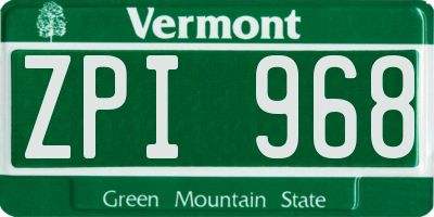 VT license plate ZPI968