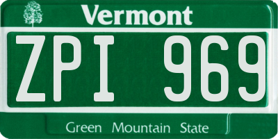 VT license plate ZPI969