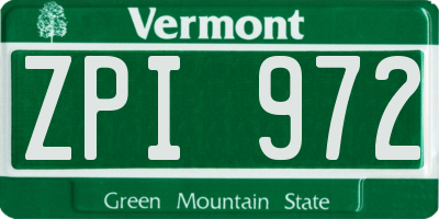 VT license plate ZPI972