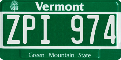 VT license plate ZPI974