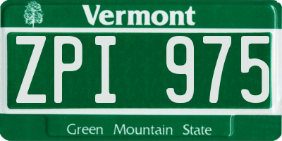 VT license plate ZPI975