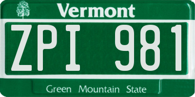 VT license plate ZPI981