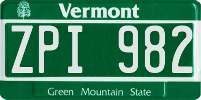 VT license plate ZPI982