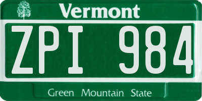 VT license plate ZPI984
